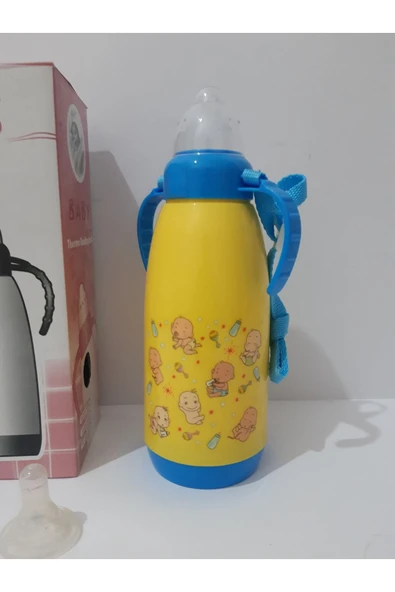 renkli çiçekler Biberon Sevimli Karikatür Desenli Bebekler Için Termoslu Biberon