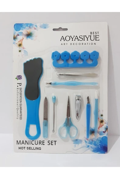 renkli çiçekler Manikür Set 10 Parça Manikür Seti