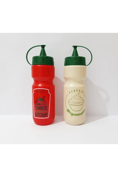 renkli çiçekler Ketçap Mayonez Şişesi 650ml 2 Adet