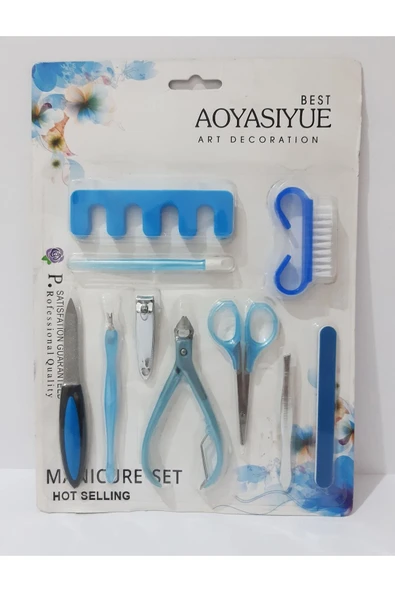 renkli çiçekler Manikür Set 10 Parça Manikür Seti