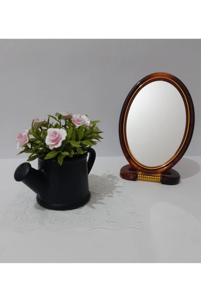 renkli çiçekler Ayna Ayaklı Oval Plastik Çerçeveli Ayna