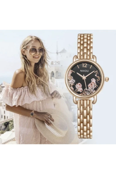 renkli çiçekler Kadın Saat Çiçek Baskılı Moda Kadın Kol Saati