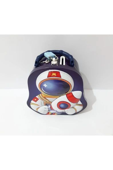 renkli çiçekler Astronot Desenli Metal Kilitli Kumbara Çocuklar İçin Hediye