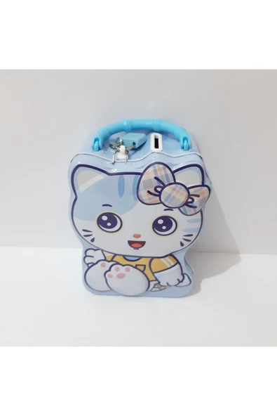 renkli çiçekler Kedi Desenli Metal Kilitli Kumbara Çocuklar İçin Hediye