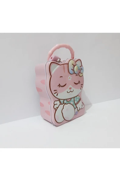 renkli çiçekler Kedi Desenli Metal Kilitli Kumbara Çocuklar İçin Hediye
