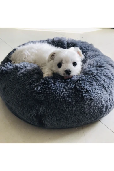 renkli çiçekler Kedi Yatak 40 Cm Yuvarlak Yumuşak Peluş Evcil Kedi Köpek Yatağı