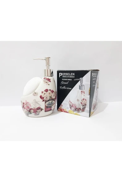 renkli çiçekler Sıvı Sabunluk 550 ml Porselen Desenli Sıvı Sabunluk