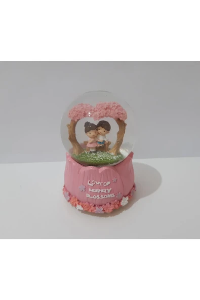 renkli çiçekler Müzikli Işıklı Dekoratif Obje Üflemeli Kar Küre