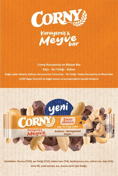 CORNY Kaju Kakao Yer Fıstığı Kuruyemiş Meyve Bar - 12 Adet - 2