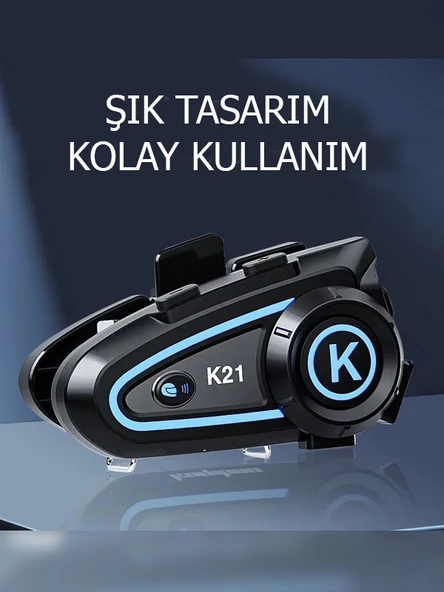 K21 Motosiklet Kask Interkom RGB ışıklı - 2