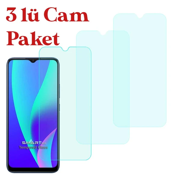 Realme C15 Uyumlu Temperli Kırılmaz Cam Ekran Koruyucu 3 Lü Set ürün görseli 1