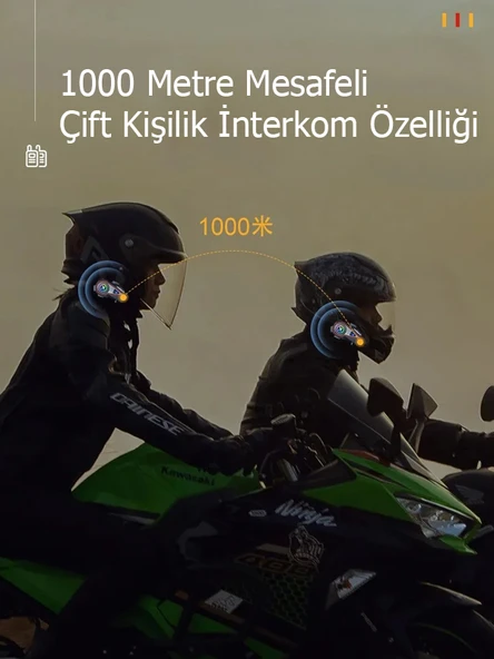 1000metre 2 kişi Eşleşmeli K23S Motosiklet Soft Kask interkom - 4