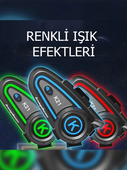 K21 Motosiklet Kask Interkom RGB ışıklı - 4