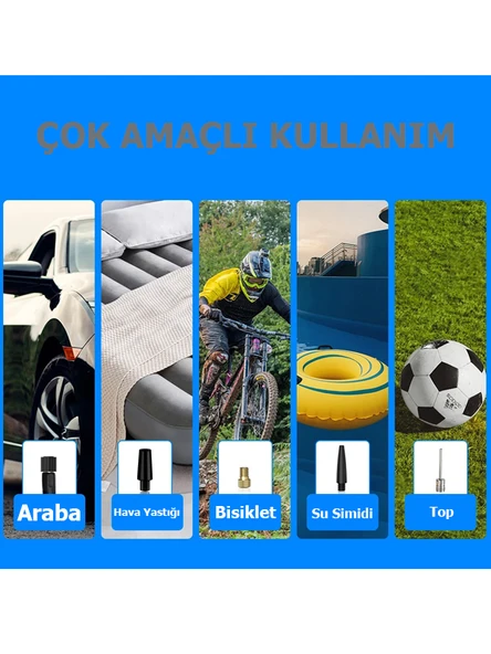 4000 mAh 150 PSI Akülü Şarjlı Araç Lastiği Motosiklet Lastiği Hava Pompası - 3