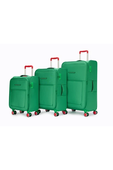 United Colors Of Benetton Ultra Light 3'lü Valiz Seti Büyük - Orta ve Kabin Boy Yeşil BNT2800 ürün görseli