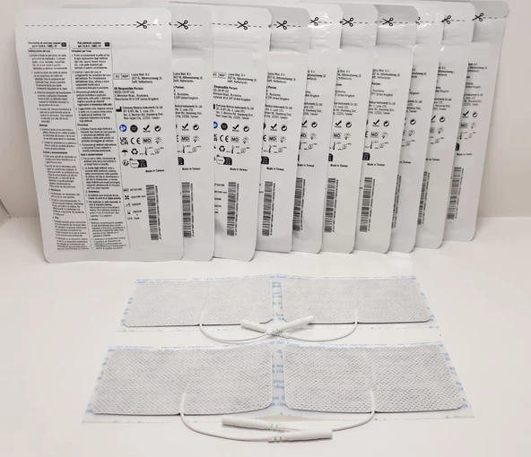Tens Elektrod Pedi 5x10 cm Kablolu 4lü Paket 10 Adet