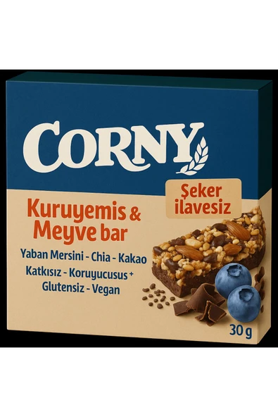 CORNY Glutensiz Kuruyemiş ve Meyve Bar Yaban Mersini -Chia-Kakao 35 gr x12li - 3