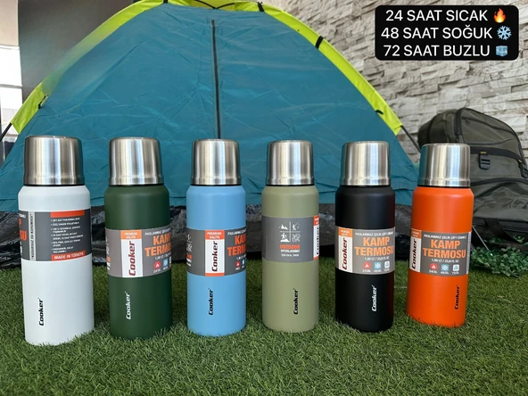 1 Litre Çift Katlı Çelik Termos-24 Saat Sıcak, 48 Saat Soğuk,(Kamp, Piknik, Ofis, Seyahat) - 7