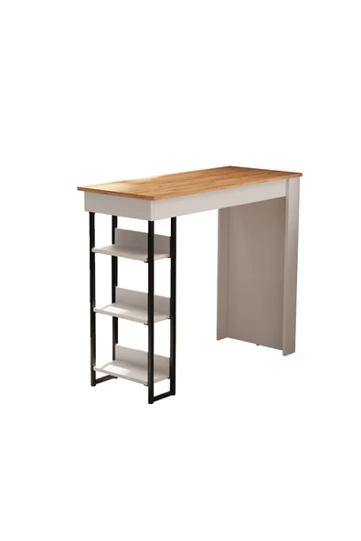 Amsterdam 3 Raflı Yüksek Bar Masası Mutfak Yemek Masası - Resim 9