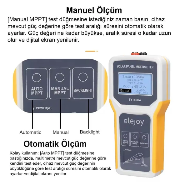 Ayt Powermaster PM-26939 1600 Watt Fotovoltaik Mppt Solar Panel Voltaj Multimetre 12-60V Güneş Enerjisi Volt Ölçer Ölçme Cihazı - 2