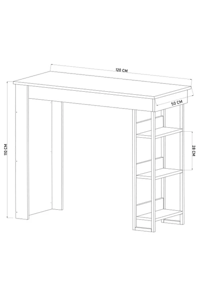 Amsterdam 3 Raflı Yüksek Bar Masası Mutfak Yemek Masası - Resim 5
