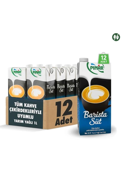 Pınar Barista Yarım Yağlı İnek Sütü 1 lt X 12 Adet - 1
