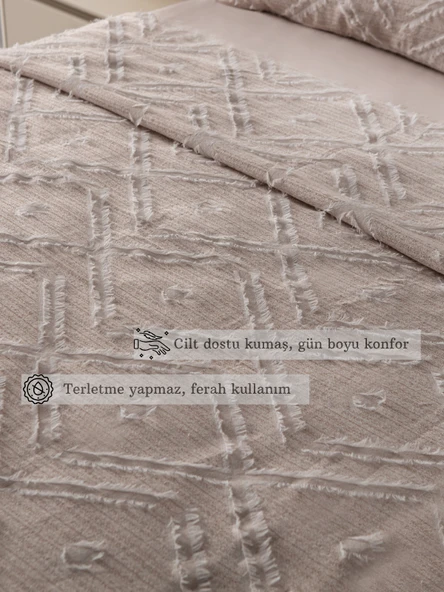 Anna Delux Çift Kişilik Çok Amaçlı Yatak Örtüsü Seti Gri Pamuk Nevresim Takımı Günlük 220x240 - 10