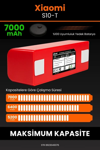 robo-mi Xiaomi Mi Robot Vacuum S10T 7000mAh Robot Süpürge Bataryası - Yüksek Yoğunluklu Li-ion Hücre - Resim 4