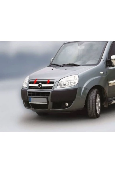 Fiat Doblo 2005-2006-2007-2008-2009-2010 Krom Ön Panjur 2 Parça Paslanmaz Çelik - 1