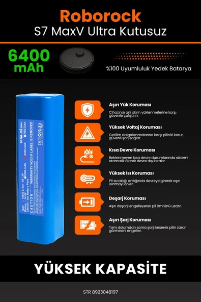 robo-mi Roborock S7 MaxV 6400mAh Robot Süpürge Bataryası - Sertifikalı Güvenlik, Gerçek Kapasite - Resim 5