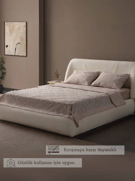 Anna Delux Çift Kişilik Çok Amaçlı Yatak Örtüsü Seti Gri Pamuk Nevresim Takımı Günlük 220x240 - 8