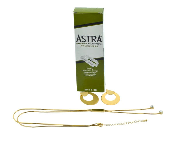 Astra Platinum Tıraş Jileti Çift Kenarlı 100'LÜ Koton Kolye 42cm ve Küpe 3.5cm Hediyeli - 2