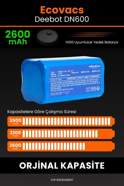 robo-mi Ecovacs Deebot DN600 2600mAh Robot Süpürge Bataryası - Koruma Katmanlı Batarya Teknolojisi - 4