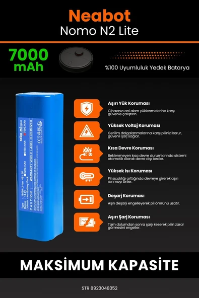 robo-mi Neabot Nomo N2 Lite 7000mAh Robot Süpürge Bataryası - Sertifikalı Güvenlik, Gerçek Kapasite - Resim 5