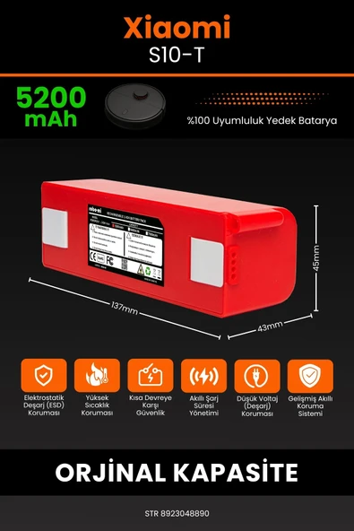 robo-mi Xiaomi Mi Robot Vacuum S10T 5200mAh Robot Süpürge Bataryası - Koruma Katmanlı Batarya Teknolojisi - 2