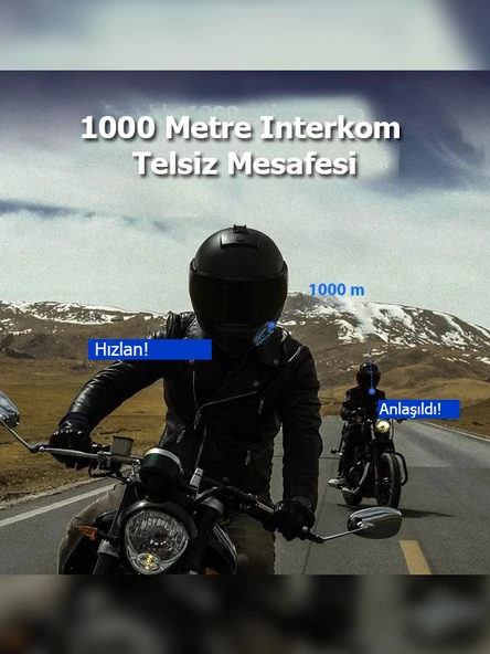 2 Kişi Eşleşmeli K21S Motosiklet Soft Kask interkom 1000m - 4