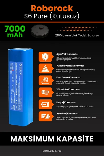 robo-mi Roborock S6 Pure 7000mAh Robot Süpürge Bataryası - Koruma Katmanlı Batarya Teknolojisi - 5