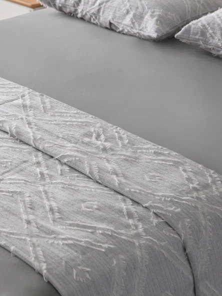 Anna Delux Çift Kişilik Çok Amaçlı Yatak Örtüsü Seti Gri Pamuk Nevresim Takımı Günlük 220x240 - 6