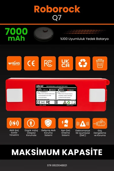 robo-mi Roborock Q7 7000mAh Robot Süpürge Bataryası - Koruma Katmanlı Batarya Teknolojisi - 3