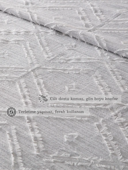 Anna Delux Çift Kişilik Çok Amaçlı Yatak Örtüsü Seti Gri Pamuk Nevresim Takımı Günlük 220x240 - 4