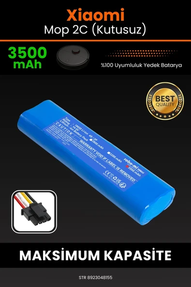 robo-mi Xiaomi Mi Vacuum Mop 2C 3500mAh Robot Süpürge Bataryası - Sertifikalı Güvenlik, Gerçek Kapasite