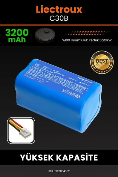 robo-mi Liectroux C30B 3200mAh Robot Süpürge Bataryası - Sertifikalı Güvenlik, Gerçek Kapasite ürün görseli 1