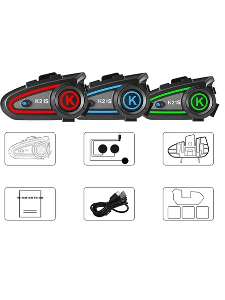 2 Kişi Eşleşmeli K21S Motosiklet Soft Kask interkom 1000m - 3
