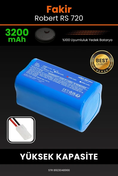 robo-mi Fakir Robert II RS 720 3200mAh Robot Süpürge Bataryası - Koruma Katmanlı Batarya Teknolojisi