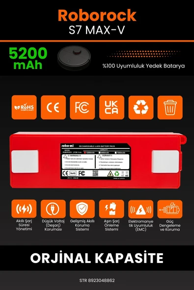 robo-mi Roborock S7 MaxV 5200mAh Robot Süpürge Bataryası - Koruma Katmanlı Batarya Teknolojisi - 3