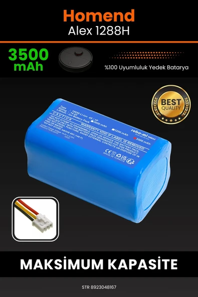 robo-mi Homend Alex 1288h 3500mAh Robot Süpürge Bataryası - Sertifikalı Güvenlik, Gerçek Kapasite