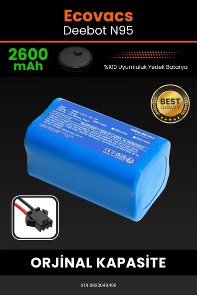 robo-mi Ecovacs Deebot N95 2600mAh Robot Süpürge Bataryası - Yüksek Yoğunluklu Li-ion Hücre