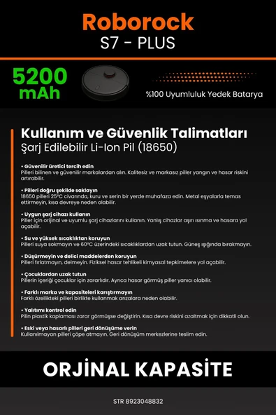 robo-mi Roborock S7 Plus 5200mAh Robot Süpürge Bataryası - Koruma Katmanlı Batarya Teknolojisi - Resim 7