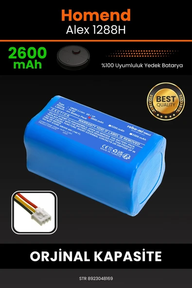 robo-mi Homend Alex 1288h 2600mAh Robot Süpürge Bataryası - Sertifikalı Güvenlik, Gerçek Kapasite