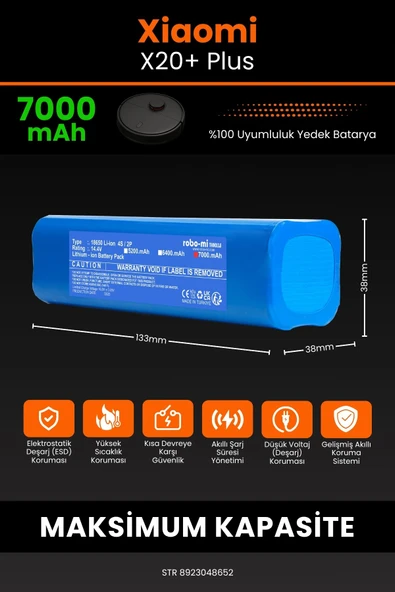 robo-mi Xiaomi Robot Vacuum X20+ Plus 7000mAh Robot Süpürge Bataryası - Koruma Katmanlı Batarya Teknolojisi - 2